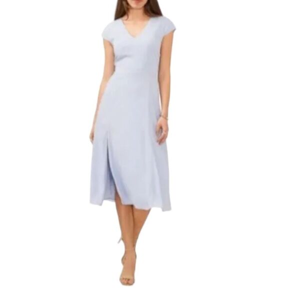 Halogen Dress Womens XS Light Blue Midi‎ V Neck - Picture 1 of 12
